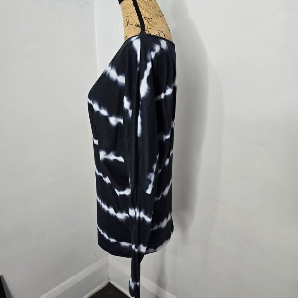 Black White Goth Tie Dye Batwing Sleeve Tee Shein - Picture 5 of 6